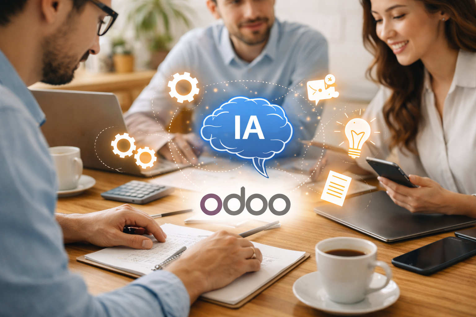 Interface Odoo utilisant l'IA pour l'automatisation comptable et le gain de temps
